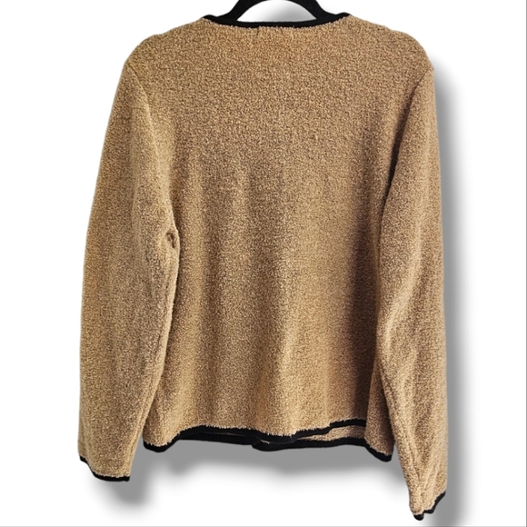 Carolyn Taylor Tan Knitted Button Down Cardigan Preppy Size XL - Picture 5 of 5